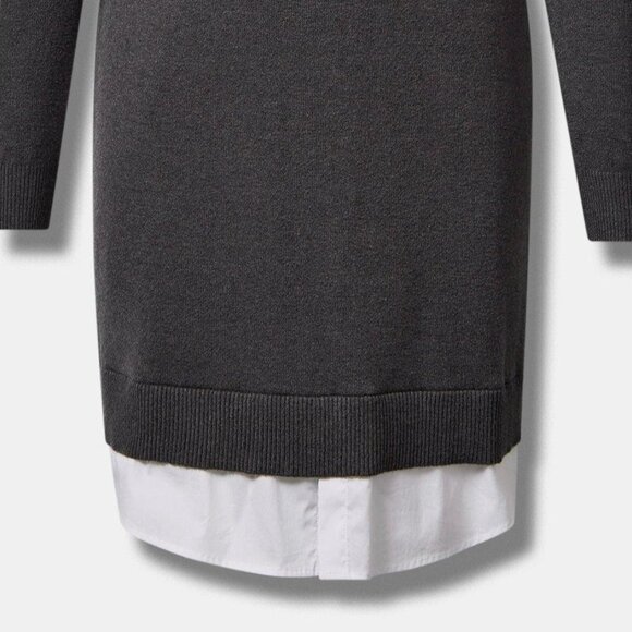 ❤️NWT VINTAGE TORRID SWEATER DRESS - ILLUSION HEM - CHARCOAL HEATHER - PLUS SIZE - Picture 4 of 10